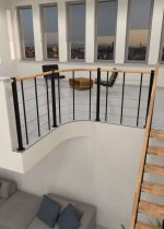 Parapet railing with lower chords and wooden handrail round - Image 2