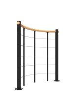 Parapet railing with lower chords and wooden handrail round