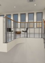Parapet railing with lower chords and wooden handrail round - Image 3