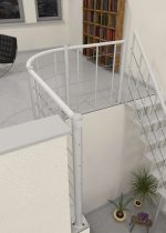 Parapet railing with lower chords and wooden handrail round - Image 5