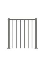 Parapet railing with vertical bars and PVC handrail