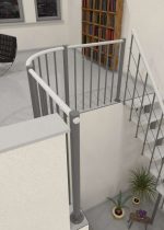 Parapet railing with vertical bars and wooden handrail round - Image 4