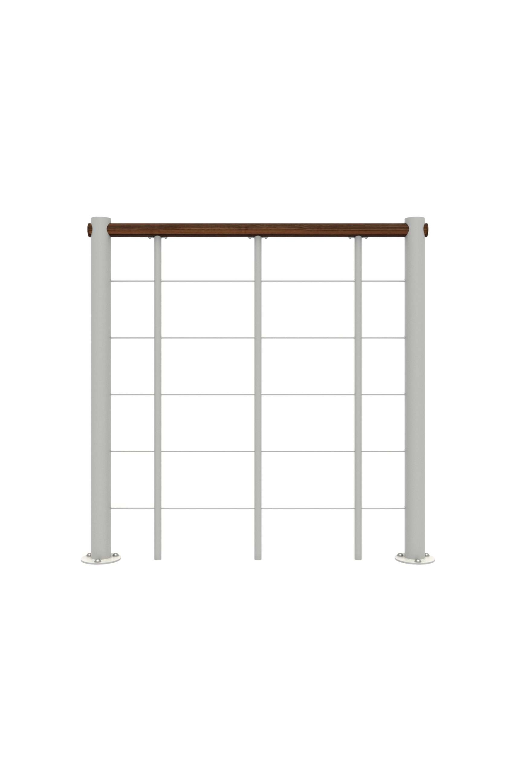Parapet railing with lower chords and wooden handrail straight